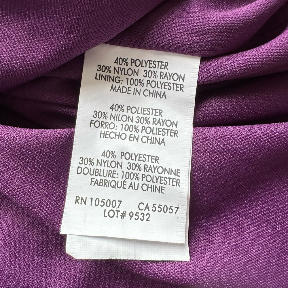 Marina Sheath Dress Size 14 Purple Floral Lace Sequin Embellishments V-Neck - Picture 7 of 10